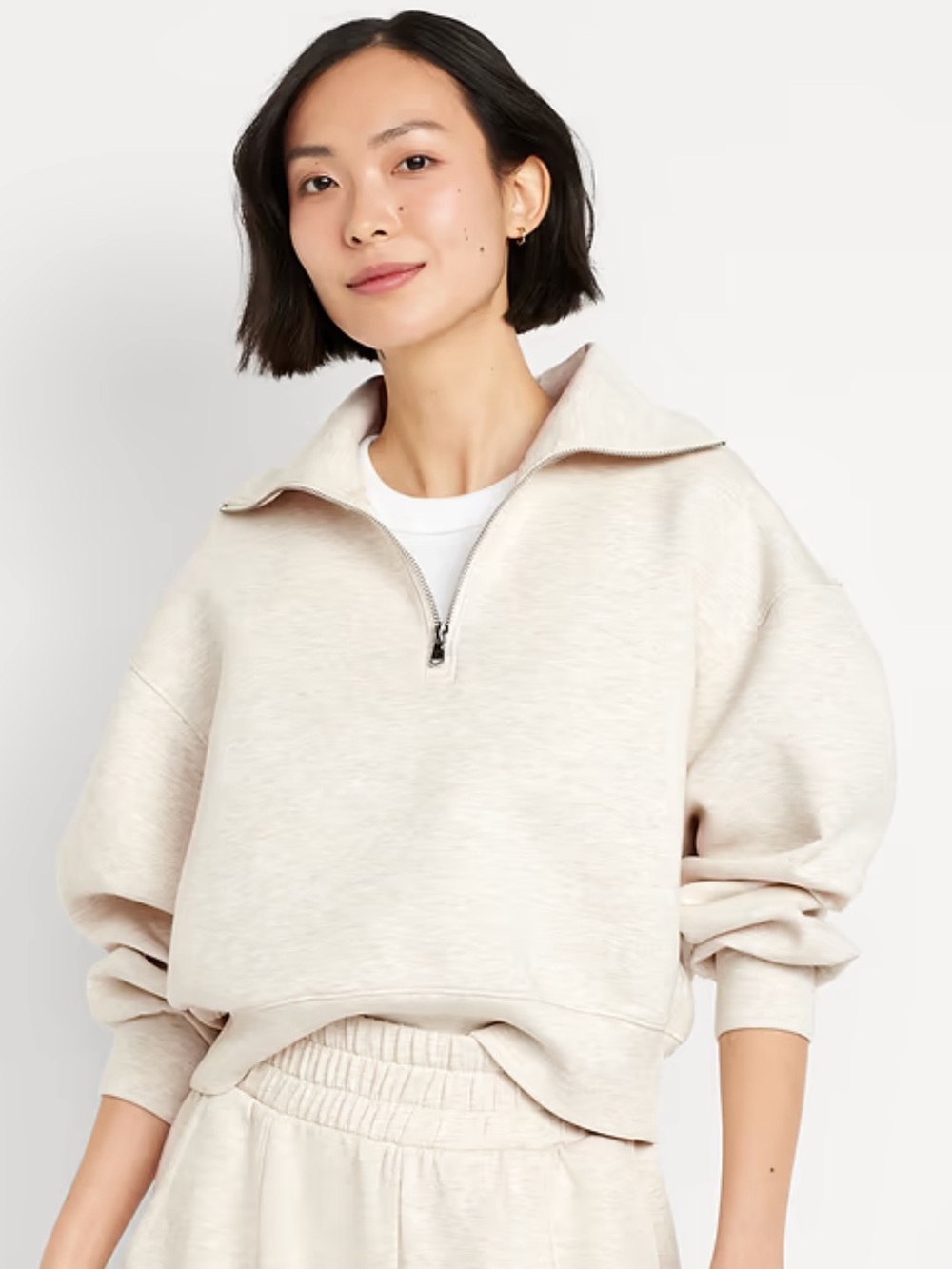 Old Navy Active Bounce Fleece Half-Zip Pullover in Oatmeal